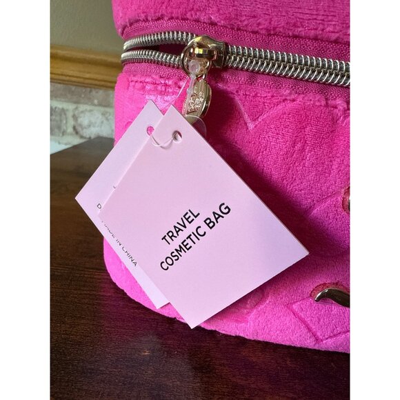 Juicy Couture Pink Velour Vanity Bag Cosmetic Case With Gold Logo - Picture 10 of 16